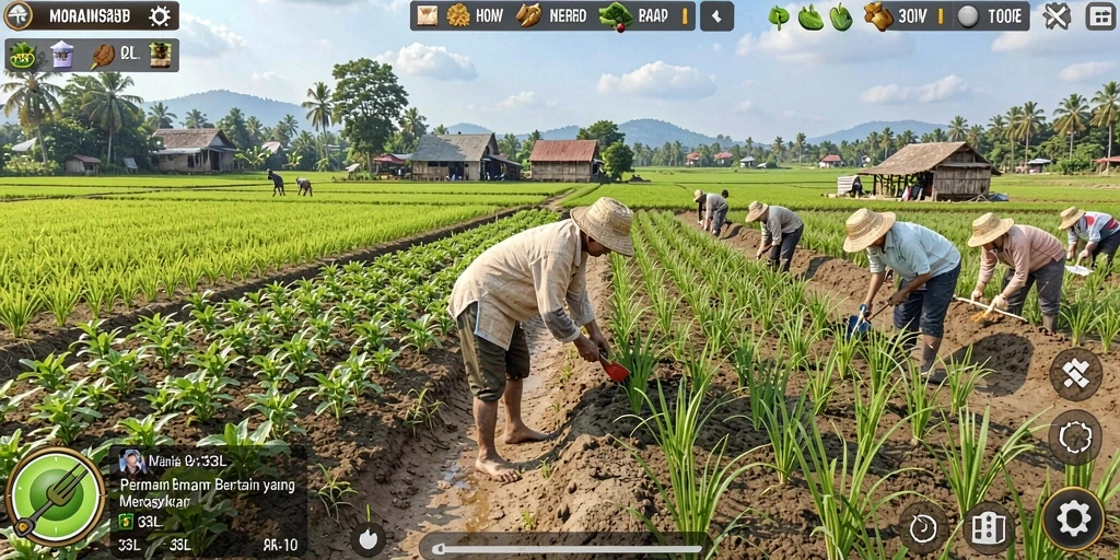 Tampilan gameplay Farming yang menawan dan menyenangkan di 33L.