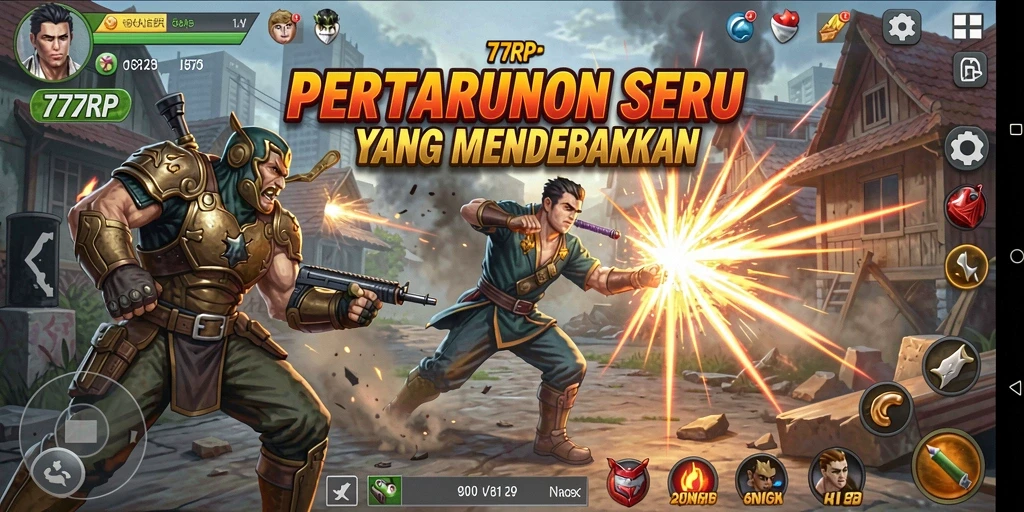 Tampilan pertarungan seru di 77RP yang memukau.
