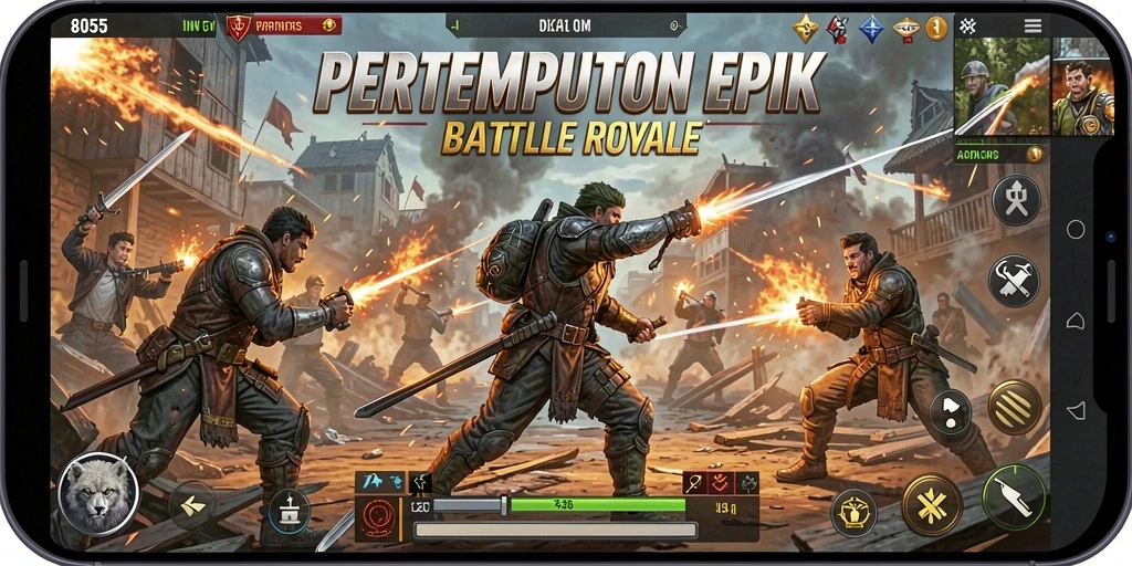 Tampilan gameplay Battle Royale yang mendebarkan di 8055.