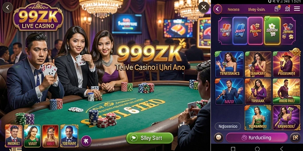 Tampilan gameplay Live Casino yang memukau di 999ZK.