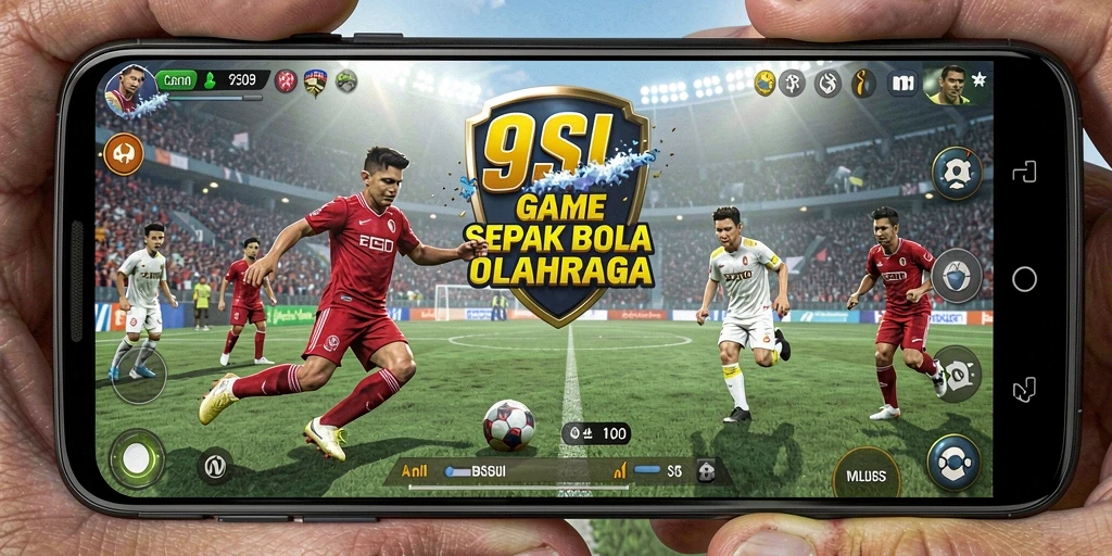 Tangkapan layar gameplay 9SL menampilkan aksi sepak bola yang seru.