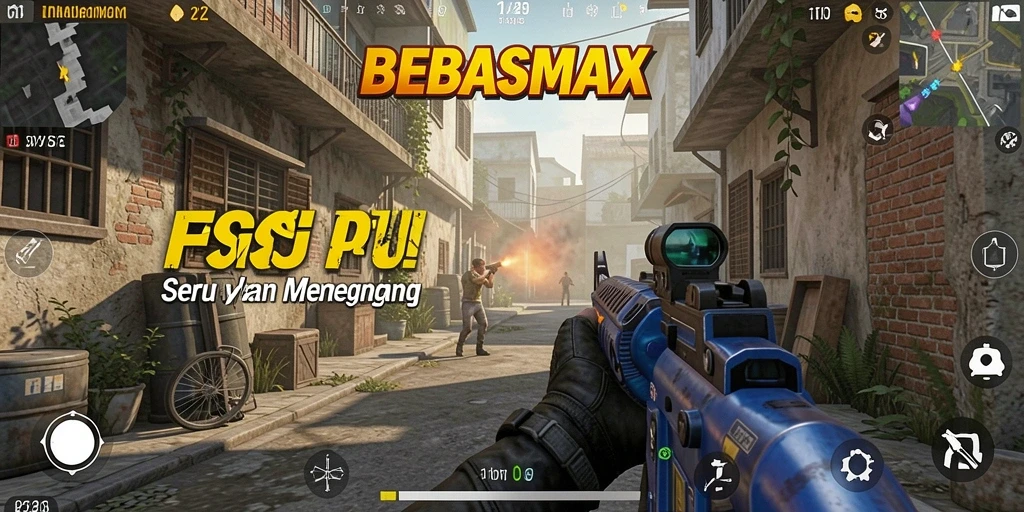 Screenshot gameplay menarik dari BEBASMAX dalam aksi FPS.