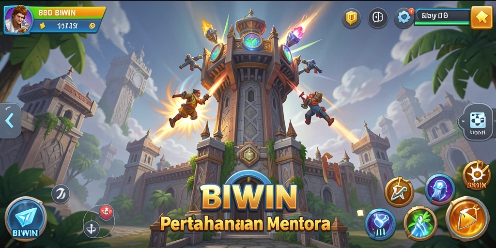 Tangkapan layar gameplay menunjukkan strategi menara yang mendebarkan dalam BIWIN.