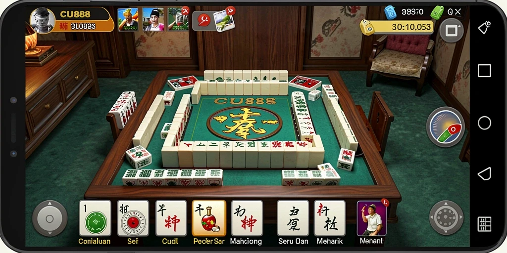 Tampilan gameplay CU888 yang menampilkan tantangan Mahjong yang seru.