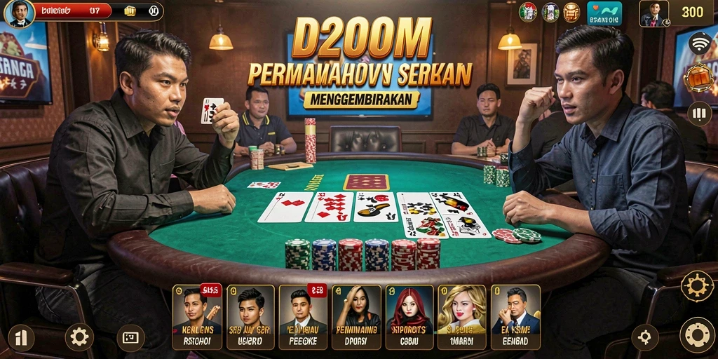 Screenshot D200M menampilkan permainan poker yang seru dan interaktif.