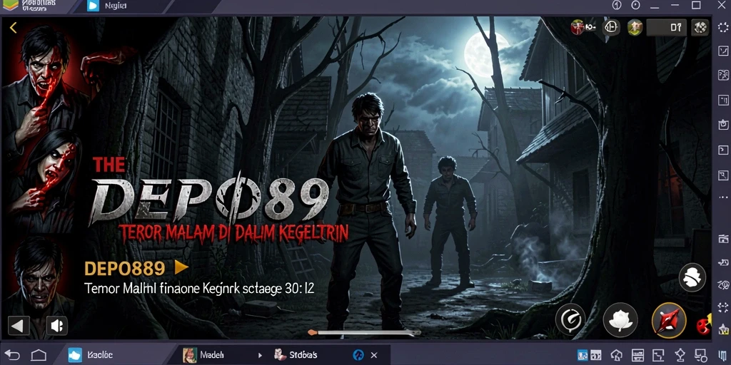 Screenshot menampilkan momen mencekam dalam DEPO89 saat karakter menghadapi kegelapan.