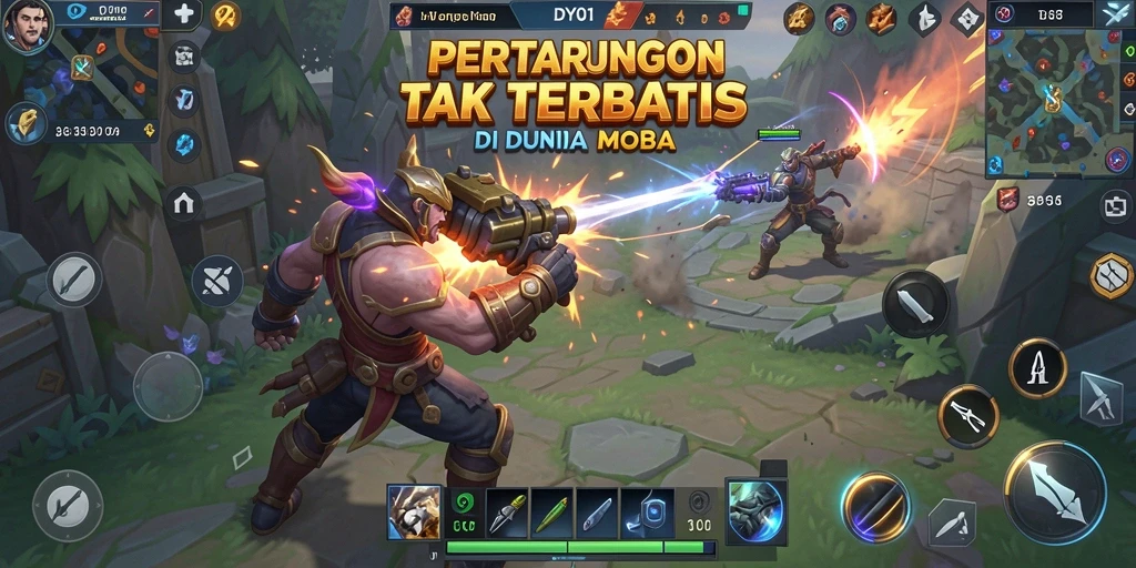 Gameplay MOBA DY01 dengan aksi seru dan strategi tim yang mendebarkan.