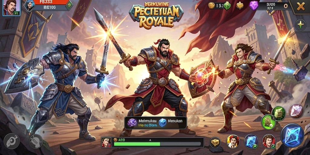 Tangkapan layar utama FB333 menampilkan pertempuran seru Battle Royale.