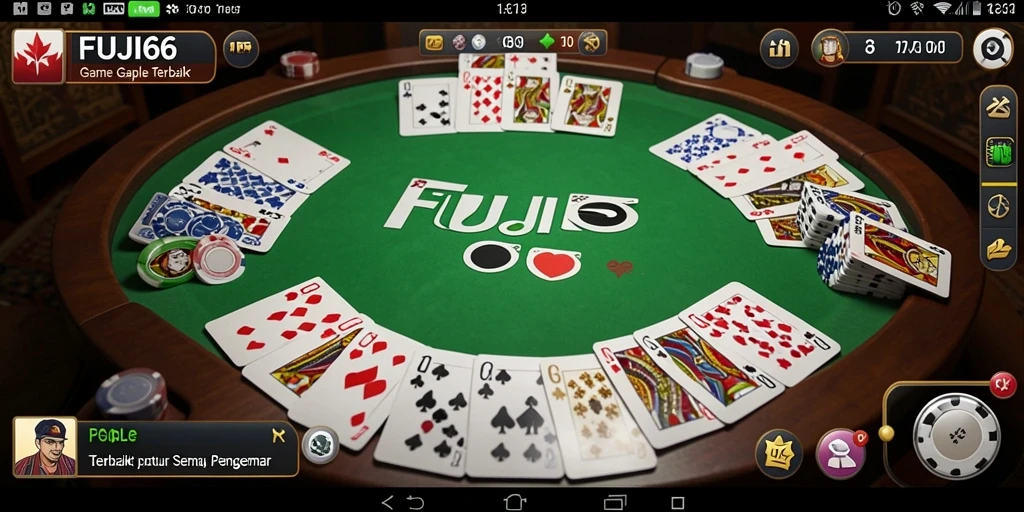 Screenshot gameplay FUJI66 yang menampilkan serunya bermain Gaple.