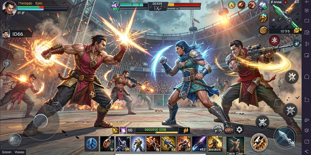 Tampilan screenshot gameplay ID66 yang menampilkan pertarungan seru.