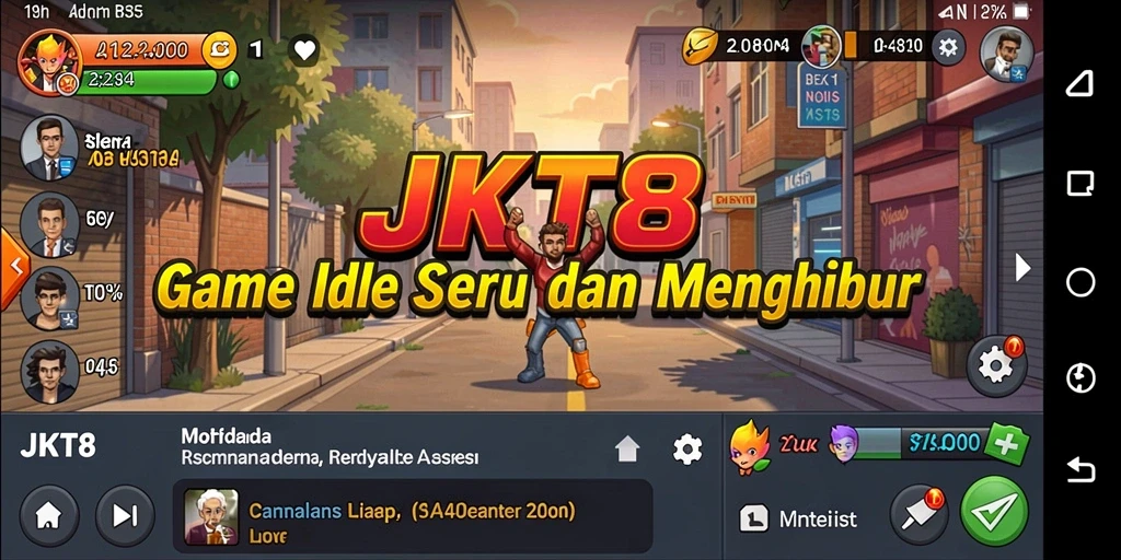Tampilan screenshot utama JKT8 yang menunjukkan gameplay Idle yang menarik.