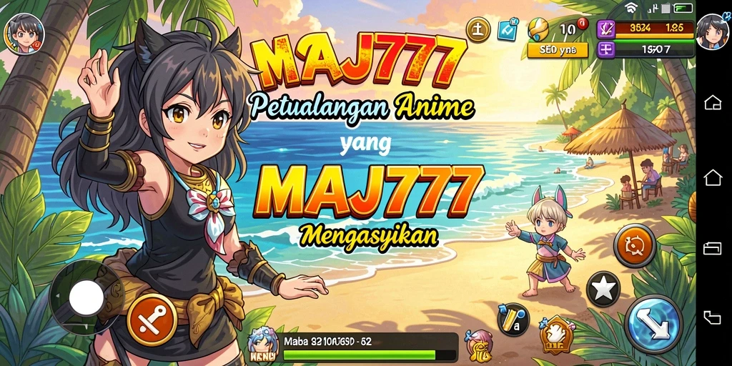 Tampilan gameplay MAJ777 yang penuh aksi dan karakter Anime menarik.