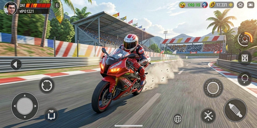 Gameplay intens di lintasan balap motor yang menantang.