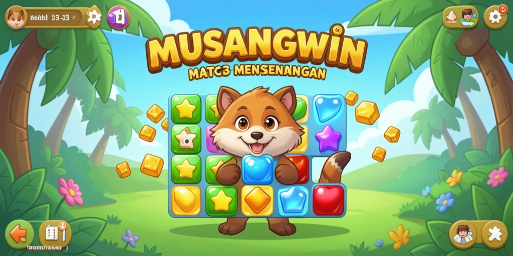 Tampilan gameplay MUSANGWIN yang penuh warna dan menarik.
