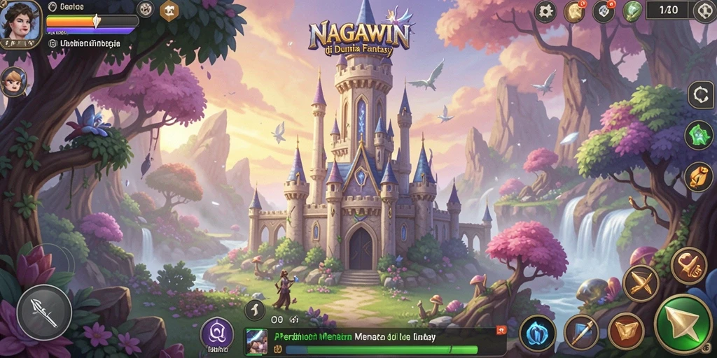 Tampilan gameplay menara pertahanan yang mendebarkan di NAGAWIN.