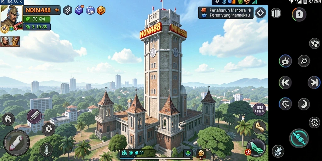 Gambaran gameplay NONA88 yang sangat mengasyikkan dengan strategi menara.
