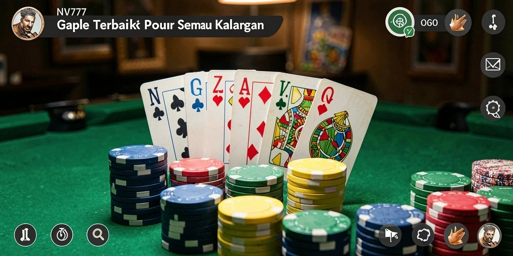 Tampilan gameplay Gaple yang seru dan menarik di NV77.