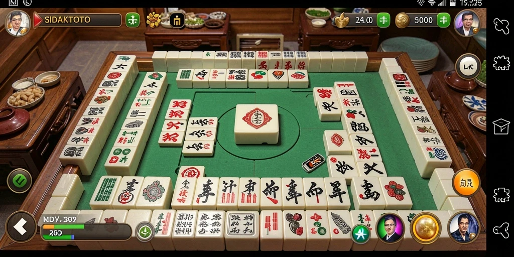 Tangkapan layar menampilkan permainan Mahjong yang menarik dan intens.
