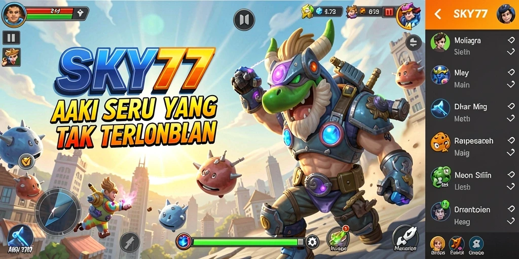 Gameplay intens dan seru dari SKY77 dengan karakter yang beragam.