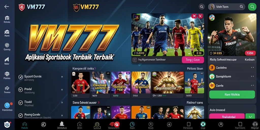 Tampilan screenshot utama VM777 menunjukkan antarmuka taruhan yang menarik.