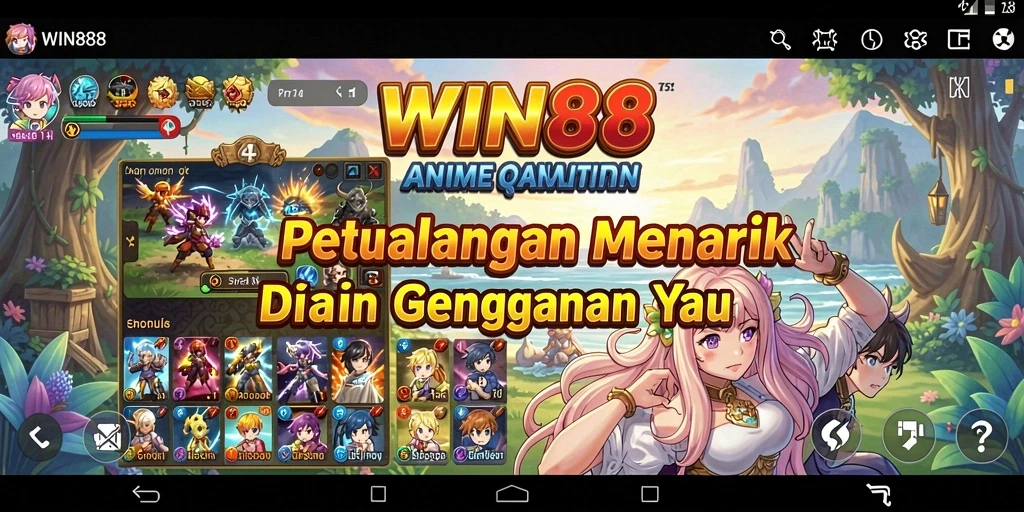 Tampilan gameplay WIN88 yang memukau dengan karakter Anime berwarna-warni.