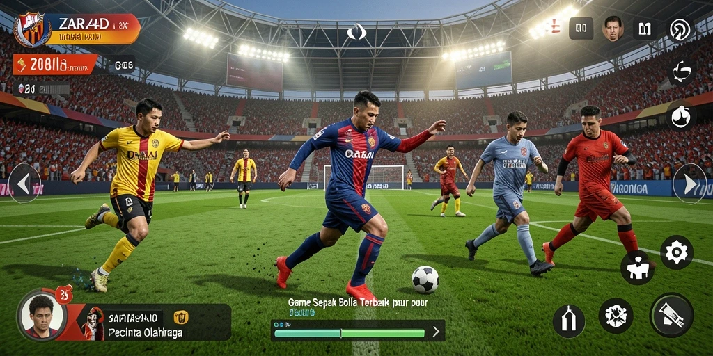 Tampilan gameplay ZARA4D dengan aksi seru di lapangan sepak bola.